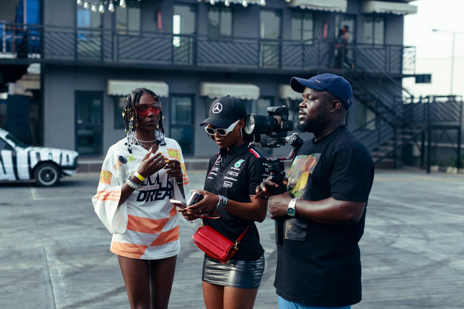 Lagos creative team filming the next step on phone and camera